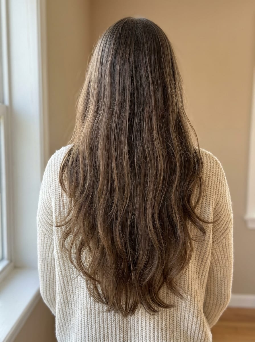 Lange Haare mit U-förmigem Stufenschnitt - Stufenschnitt lange Haare